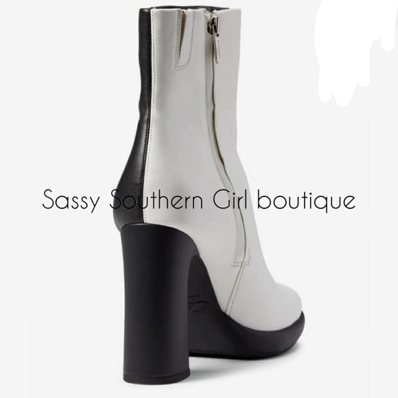 ⭐🆕Sam Edelman Circus Black White 2 toned platform leather booties - Picture 5 of 12